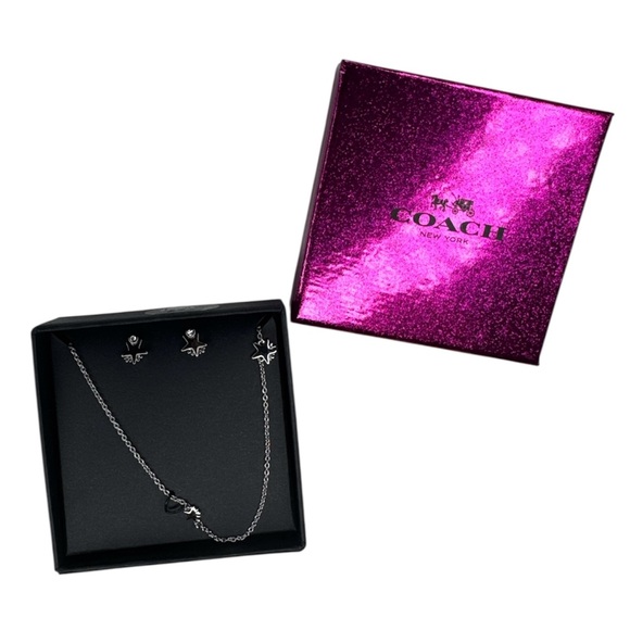 Coach 2015 Shooting Star Set Silver Necklace and Earrings NIB Vintage - Picture 1 of 9